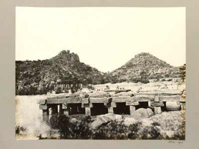Submerged Pavilion and Bridge, Tungabhadra River 1856 photo photo