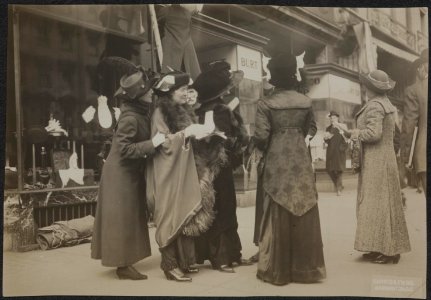 Suffragists distributing hand bills 159009v photo
