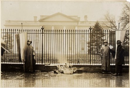Suffragettes at Washington, District of Columbia. Bonfire in front of the White House. - NARA - 533783