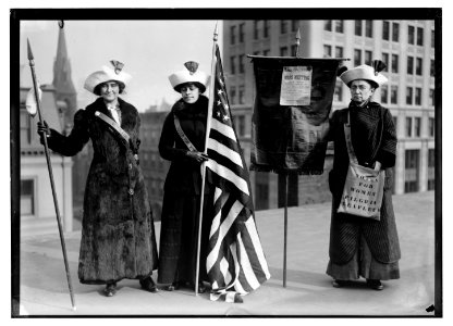 Suffragettes with flag LCCN2014690979
