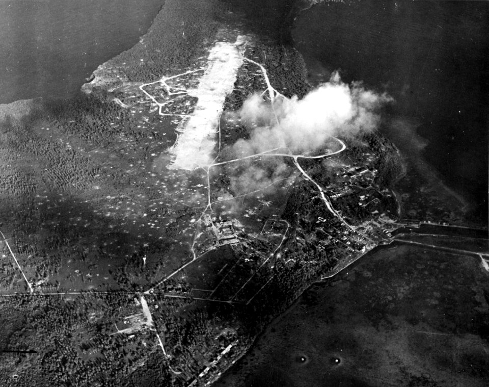Sumay and Orote Airfield after bombardment, July 20, 1944