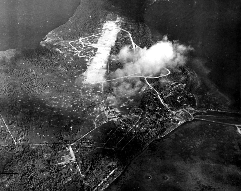 Sumay and Orote Airfield after bombardment, July 20, 1944