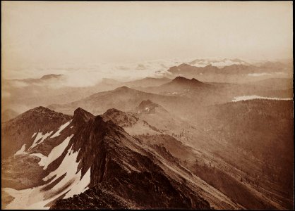Summit of the Sierras from Round Top by Carleton E Watkins