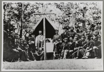 Sunday morning mass at Camp Cass, 1861. 9th Mass. Infantry, U.S.A LCCN2012649040