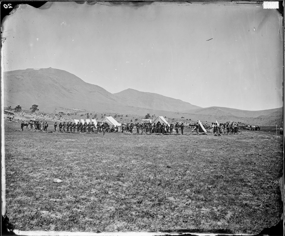 SUNDAY MORNING INSPECTION AT RENDEZVOUS CAMP NEAR BELMONT, NEVADA - NARA - 524124