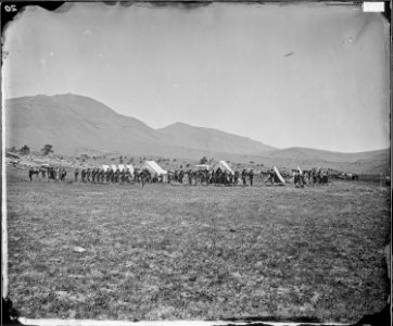 SUNDAY MORNING INSPECTION AT RENDEZVOUS CAMP NEAR BELMONT, NEVADA - NARA - 524124
