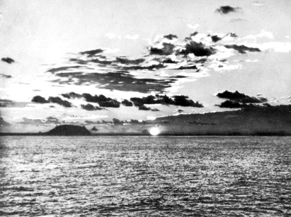 Sunset off Iwo Jima in February 1945
