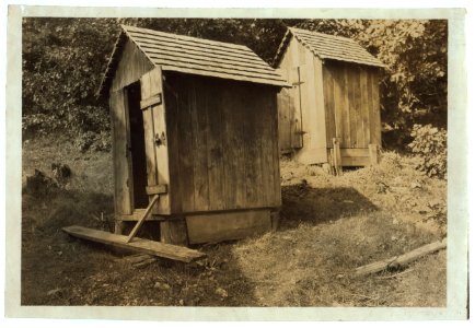 Sunset School - Showing bad location of toilets, - above the school and near together. (See Photo No. 18.) LOC nclc.04356