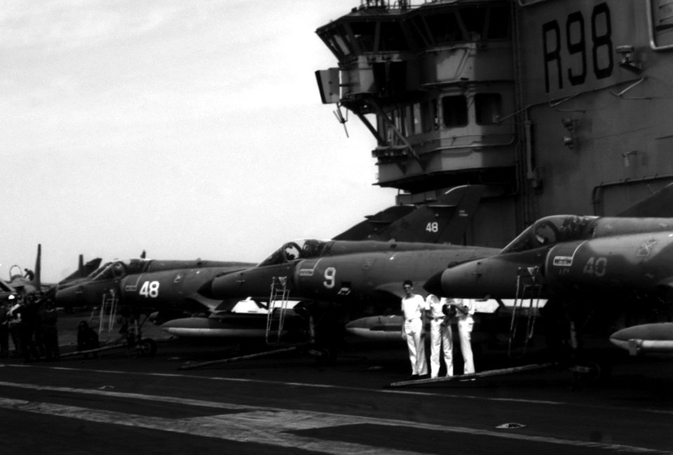 Super Etendards on carrier Clemenceau (R98) 1988