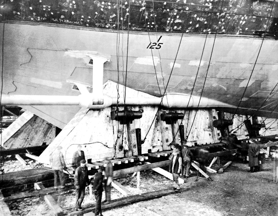 Supports for the battleship USS Oklahoma (BB-37) before launching in 1914 (20705094304)