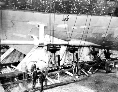 Supports for the battleship USS Oklahoma (BB-37) before launching in 1914 (20705094304)