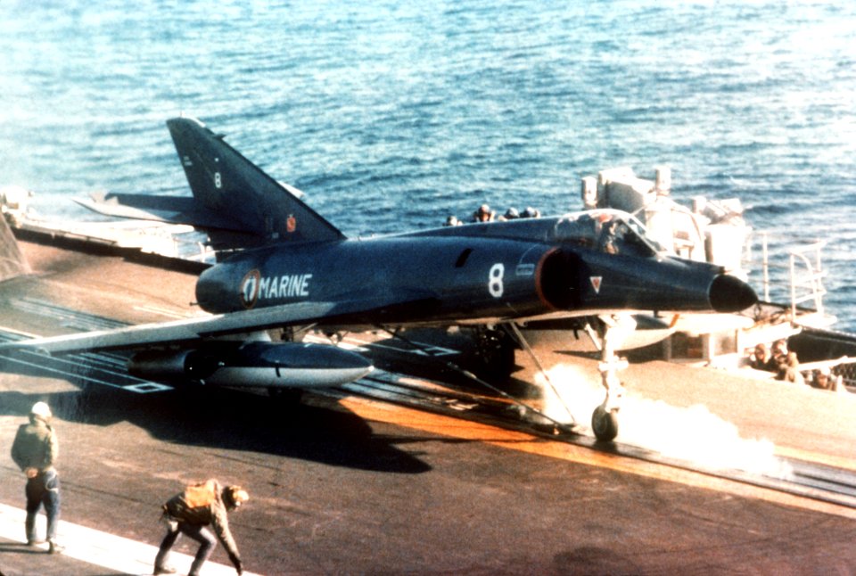 Super Étendard launching from Foch (R99) off Lebanon 1983
