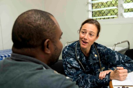 Surgery screening people in Arawa, Papua New Guinea, for Pacific Partnership 2015 150622-N-CF750-006