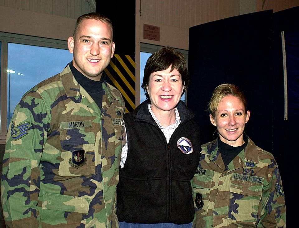 Susan Collins meets with US Air Force STAFF Sergeants Keith & Katrina Martin
