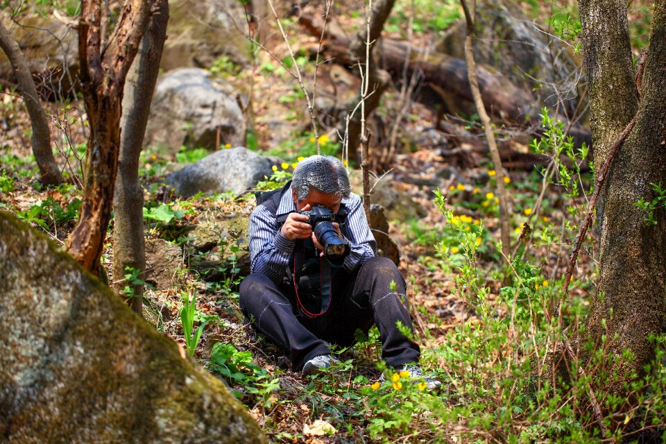 Mountain photographer shooting