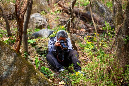 Mountain photographer shooting