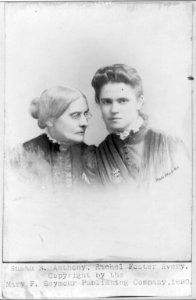 Susan Brownell Anthony, 1820-1900, bust portrait with Rachel Foster Avery LCCN2005687270