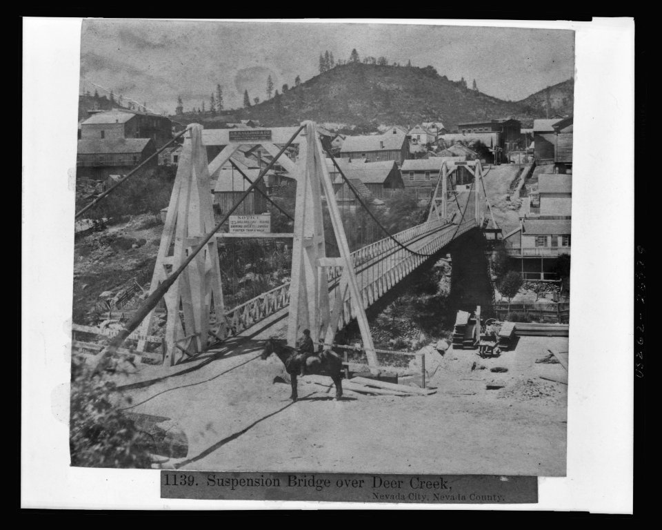 Suspension Bridge over Deer Creek, Nevada City, Nevada County LCCN2002719840