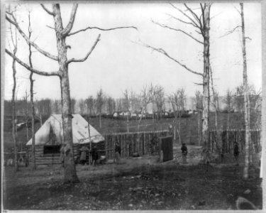Sutler's hut and camp of 50th New York Engineers, Rappahannock Station, Va. LCCN2006686816
