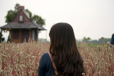 Girl wildflowers vietnam