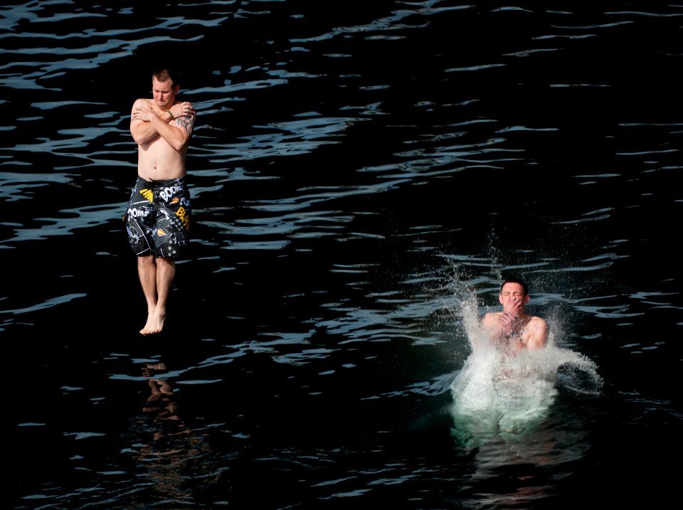 Swim call aboard USS Carl Vinson 120323-N-DR144-951
