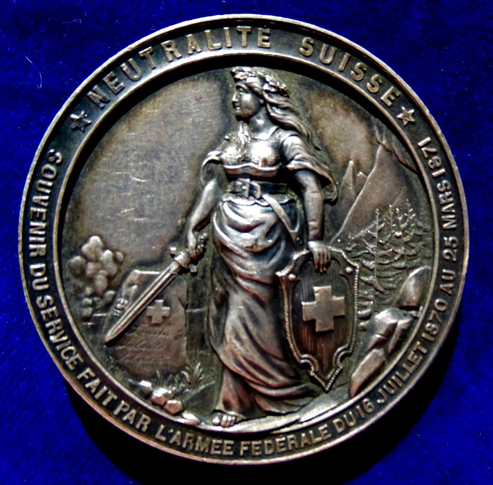 Swiss Medal Hans Herzog, Switzerland's General during the Franco-Prussian War 1870 - 1871, reverse