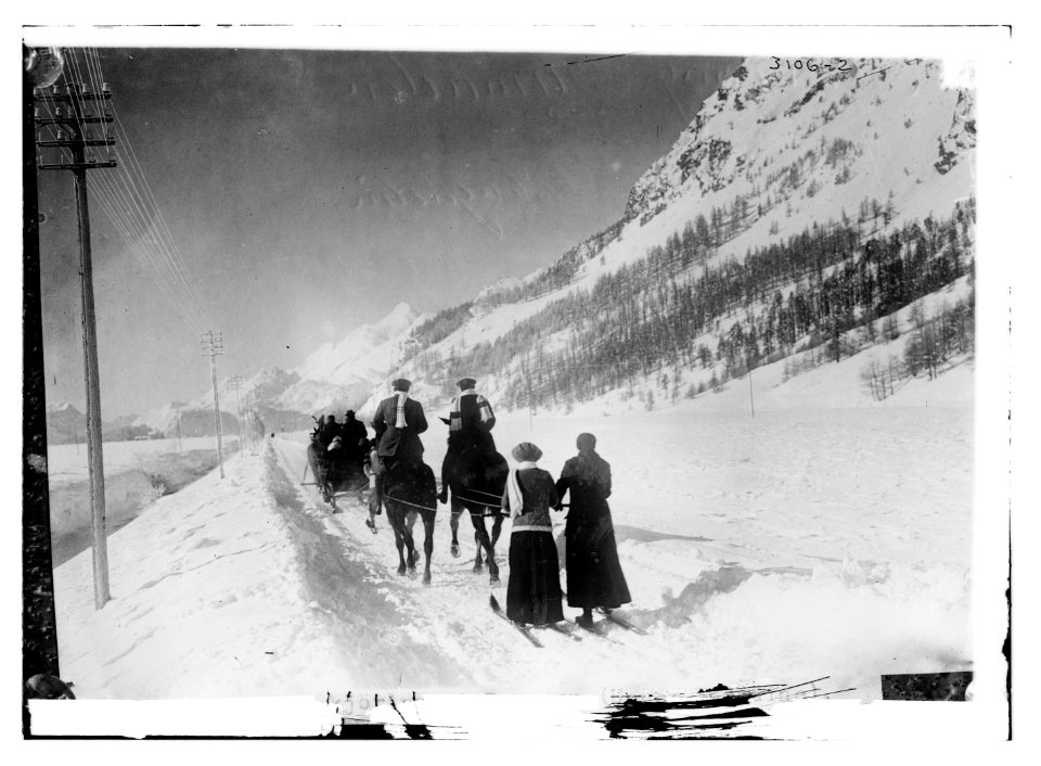 Switzerland - Following a horse on skiis (see sports) LCCN2014696315