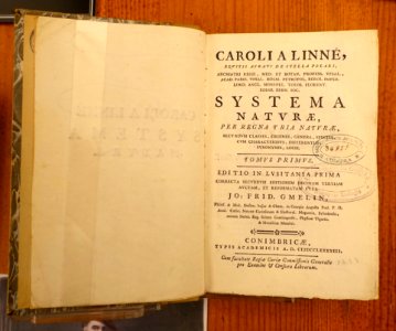 Systema Naturae, volume 1, 2nd edition, Conibricae (Coimbra), 1783 - Museu da Ciência da Universidade de Coimbra - University of Coimbra - Coimbra, Portugal - DSC09308