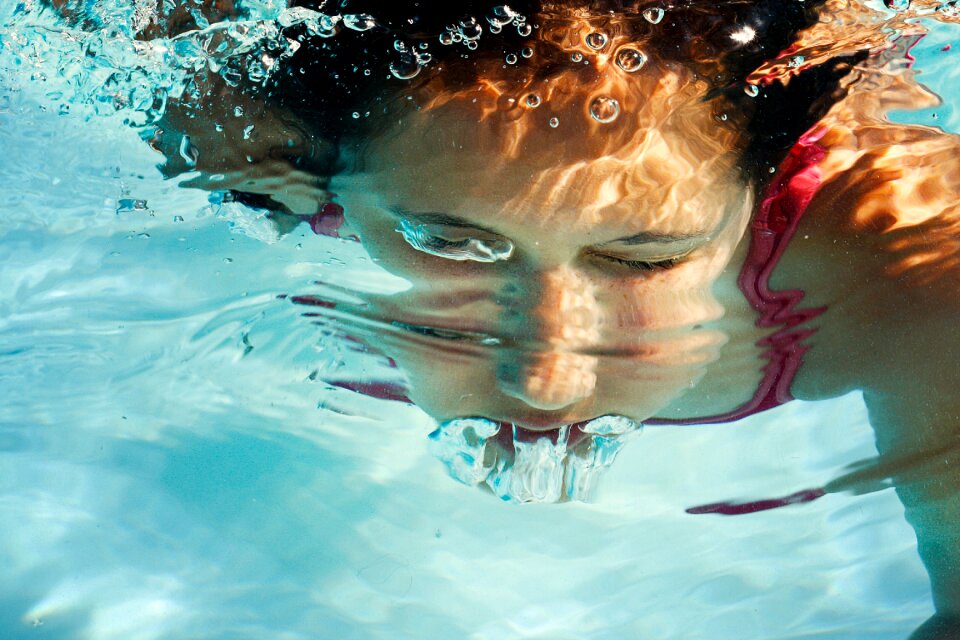 Woman swimming pool