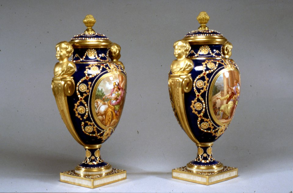 Sèvres Porcelain Manufactory - Pair of Vases - Walters 48566, 48567 - Three Quarter