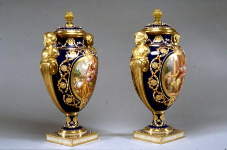 Sèvres Porcelain Manufactory - Pair of Vases - Walters 48566, 48567 - Three Quarter