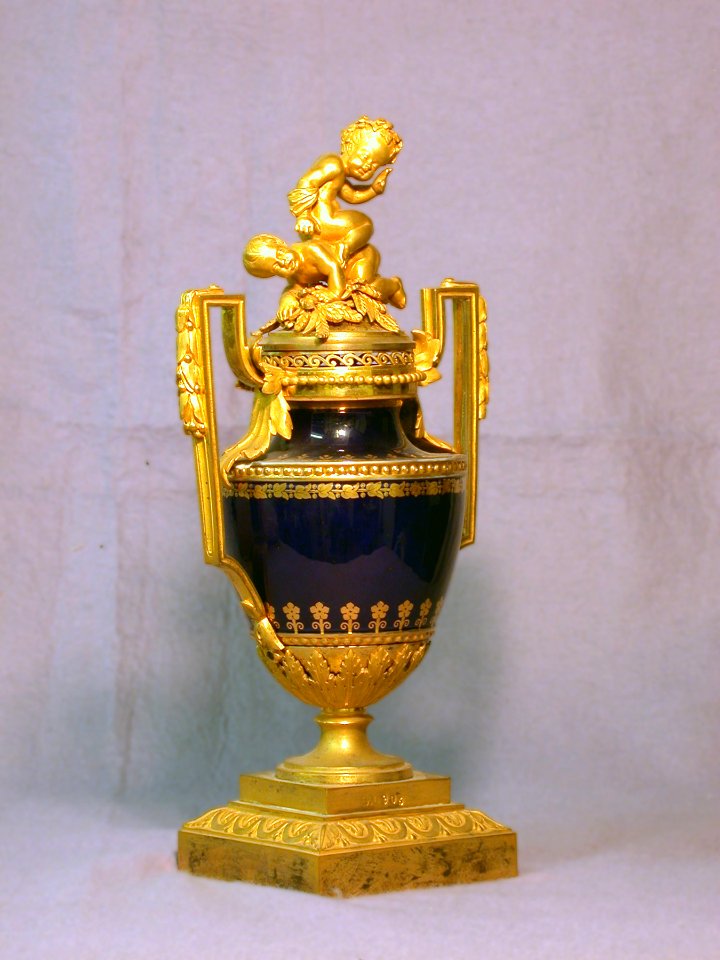 Sèvres Porcelain Manufactory - Urn with Ormolu Mounts and Two Putti - Walters 481843 - Three Quarter