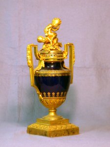 Sèvres Porcelain Manufactory - Urn with Ormolu Mounts and Two Putti - Walters 481843 - Three Quarter