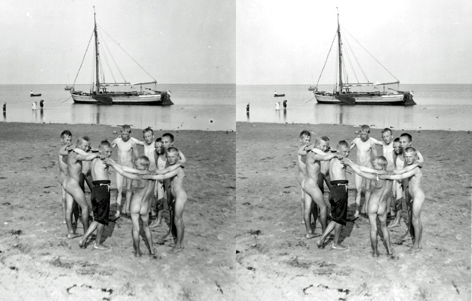 Sønderho - badende børn og evert i baggrunden, 1901-08