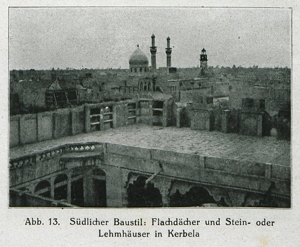 Südlicher Baustil- Flachdächer und Stein- oder Lehmhäuser in Kerbela - Banse Ewald - 1919