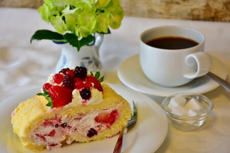 Strawberry cake bisquitrolle cream photo