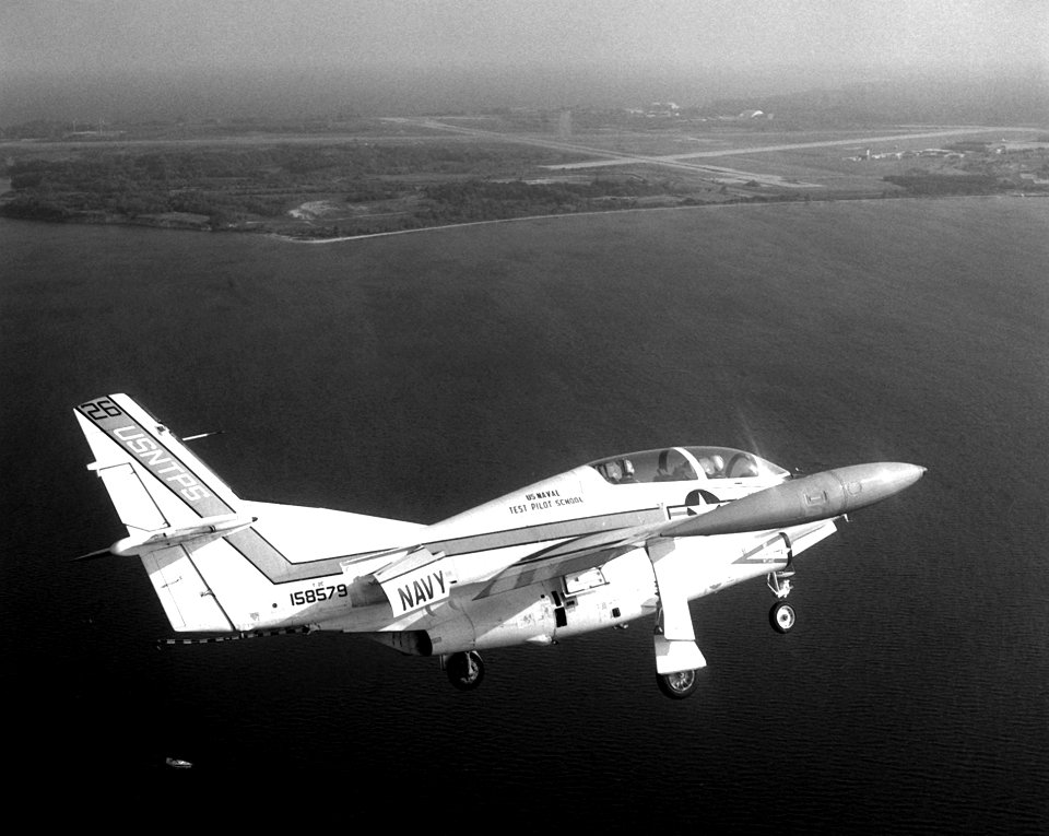 T-2C approaching NAS Patuxent River 1987