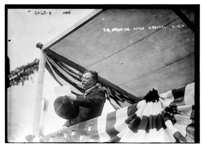 T.R. (Theodore Roosevelt) speaking after arrival LCCN2014688409