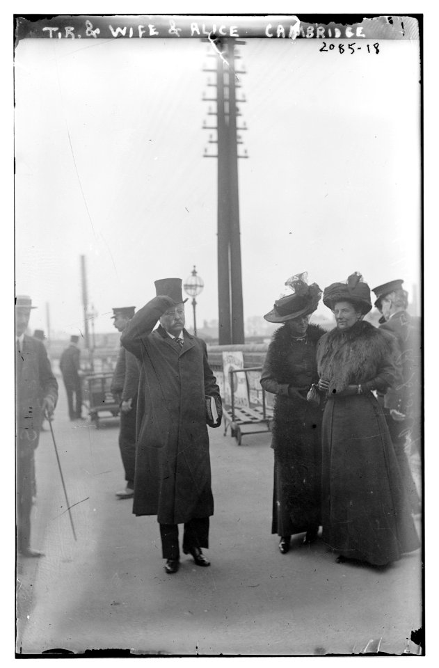 T.R. (Theodore Roosevelt) and wife and Alice Cambridge LCCN2014688585