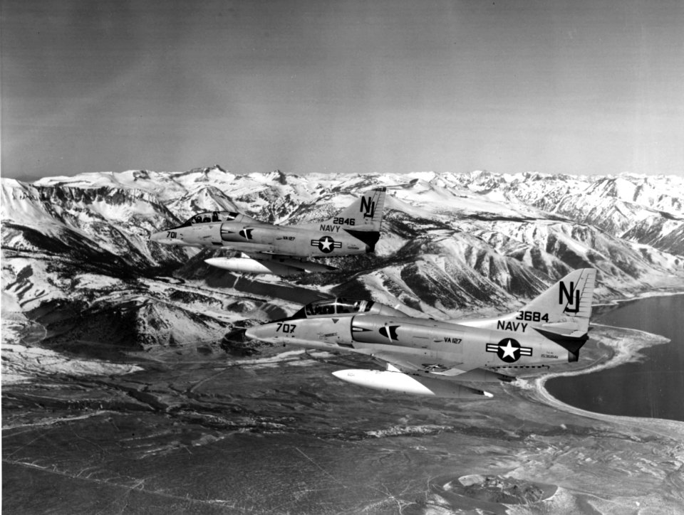TA-4F Skyhawks of VA-127 in flight c1967