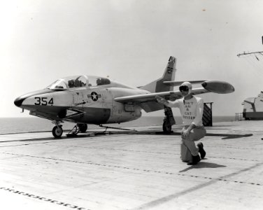 T2J on cat of USS Antietam (CVS-36) 1960
