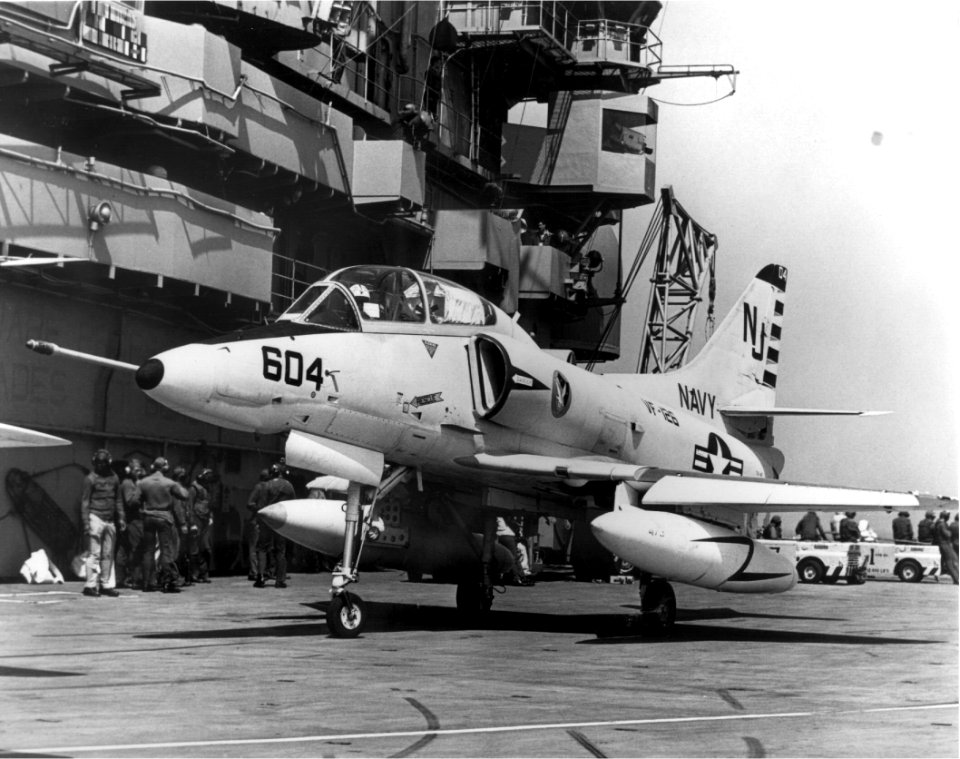 TA-4F Skyhawk of VF-126 aboard USS Bennington (CVS-20) in the late 1960s (NNAM.1996.253.5025)