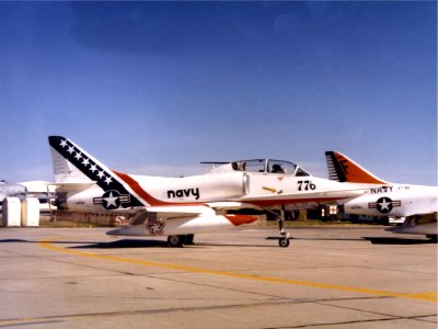 TA-4J of VT-7 in Bicentennial colours at Offutt AFB 1976