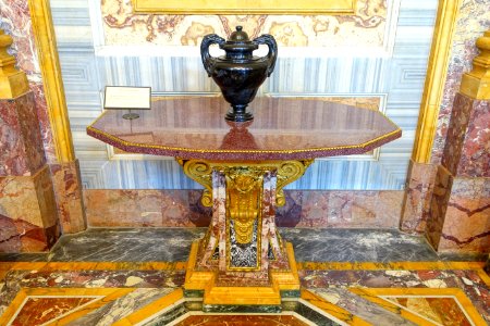 Table by Luigi Valadier, Rome, 1773, porphyry, marble, alabaster, gilt bronze - Galleria Borghese - Rome, Italy - DSC04735 photo