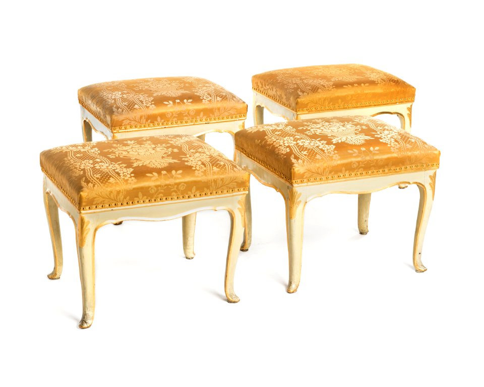 Taburetter, fyra stycken, 1700-talets mitt - Hallwylska museet - 110091