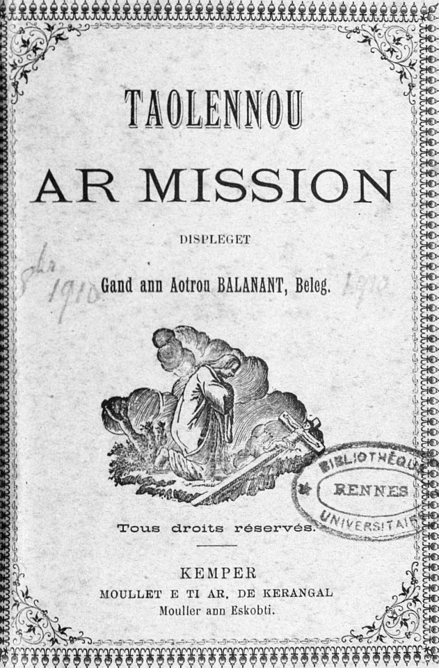 Tableau de mission -François-Marie Balanant page de couverture-