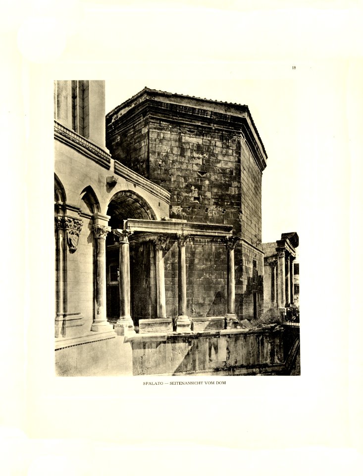 Tafel 018 Spalato - Seitenansicht vom Dom - Mausoleum Diocletians - Heliografie Kowalczyk 1909