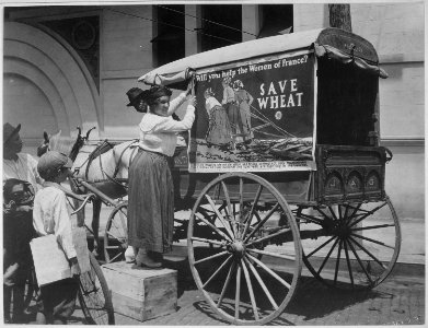 Tacking up U.S. Food Administration posters at Mobile, Alabama., ca. 1918 - NARA - 533644