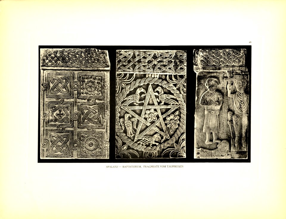 Tafel 049 Spalato - Jupitertempel, Baptisterium -Fragmente vom Taufstein - Heliografie Kowalczyk 1909