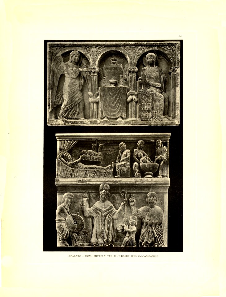 Tafel 024 Spalato - Dom, mittelalterliche Basreliefs am Campanile - Heliografie Kowalczyk 1909